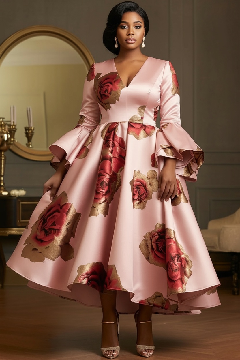 Women Formal Wear Dress - Fashion Elegant Plus Size Satin Evening