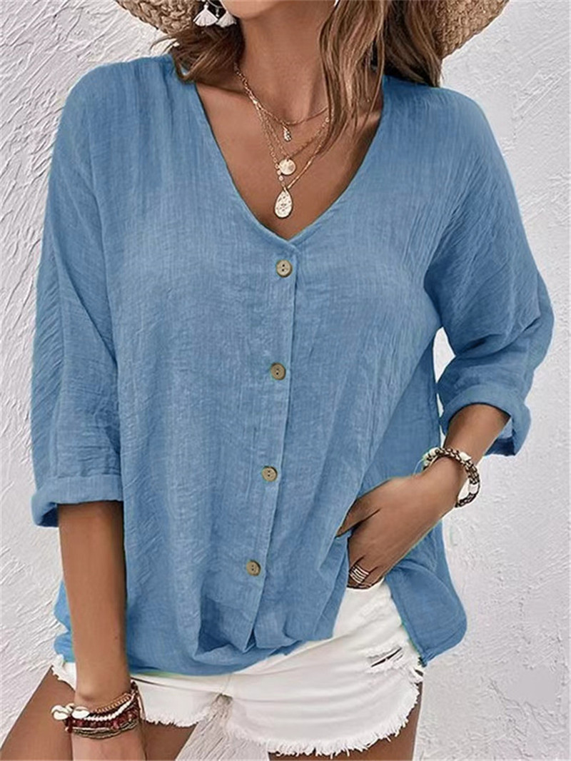 Women'S Formal Wear Blouse - Elegant Buttons Solid Blouse Spring New