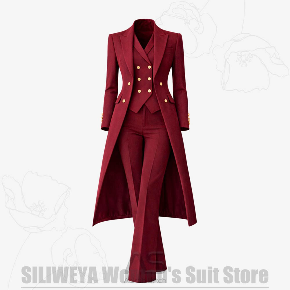 Women Formal Wear Outfits - Women's Suit 3 Piece Double Breasted