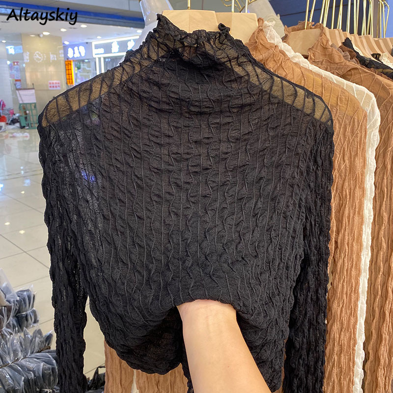 Women'S Formal Wear Blouse - Blouse Women Turtleneck Long Sleeve Lace