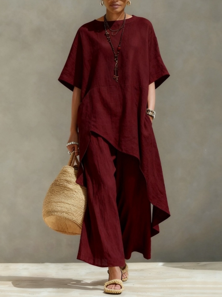 Women Cotton Linen Pant Sets 2 - Women'S Formal Wear Blouse 评论和价格