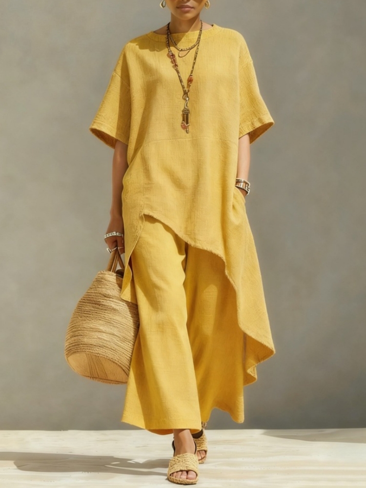 Women Cotton Linen Pant Sets 2 - Women'S Formal Wear Blouse 评论和价格