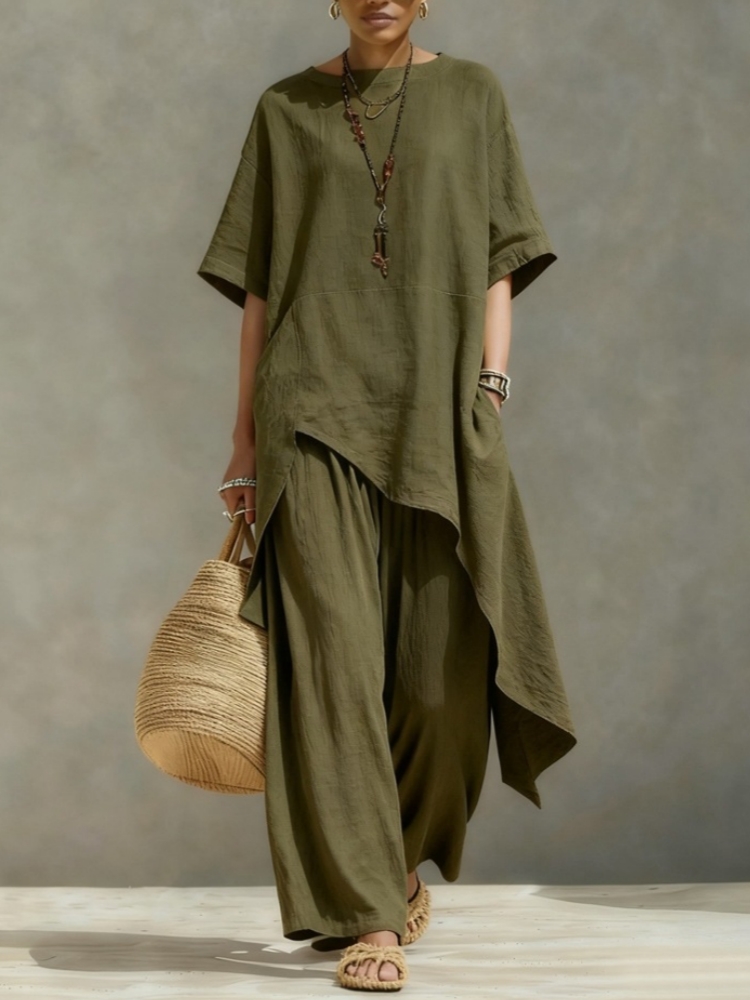 Women Cotton Linen Pant Sets 2 - Women'S Formal Wear Blouse 评论和价格