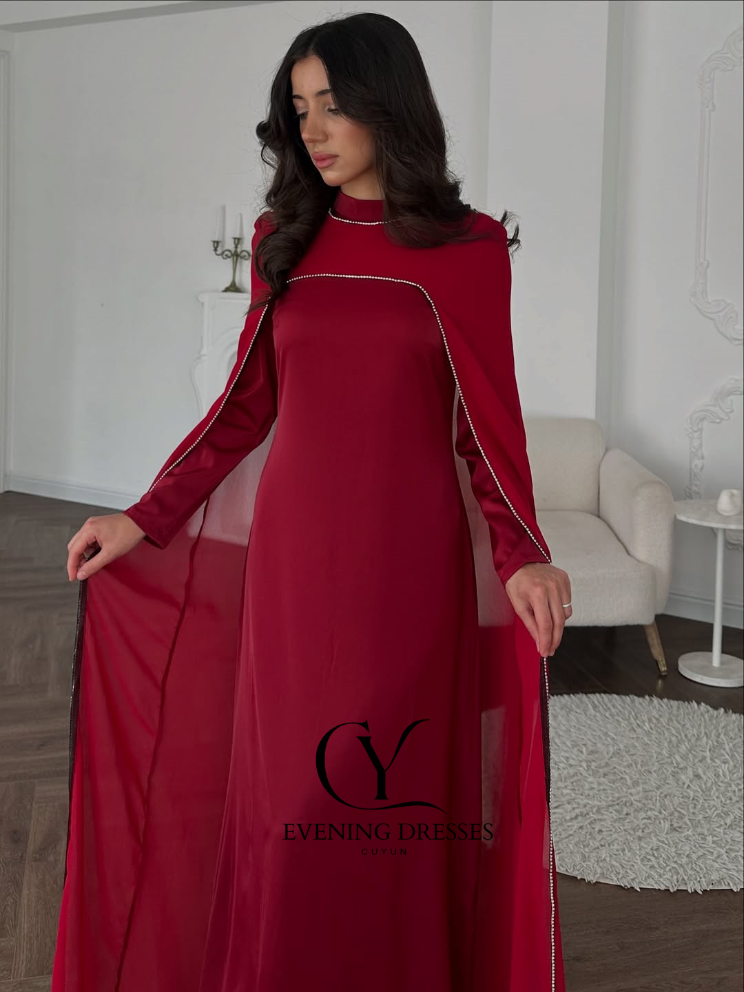 CUYUN Red Saudi Women Evening  - Women Formal Wear Dubai 评论和价格