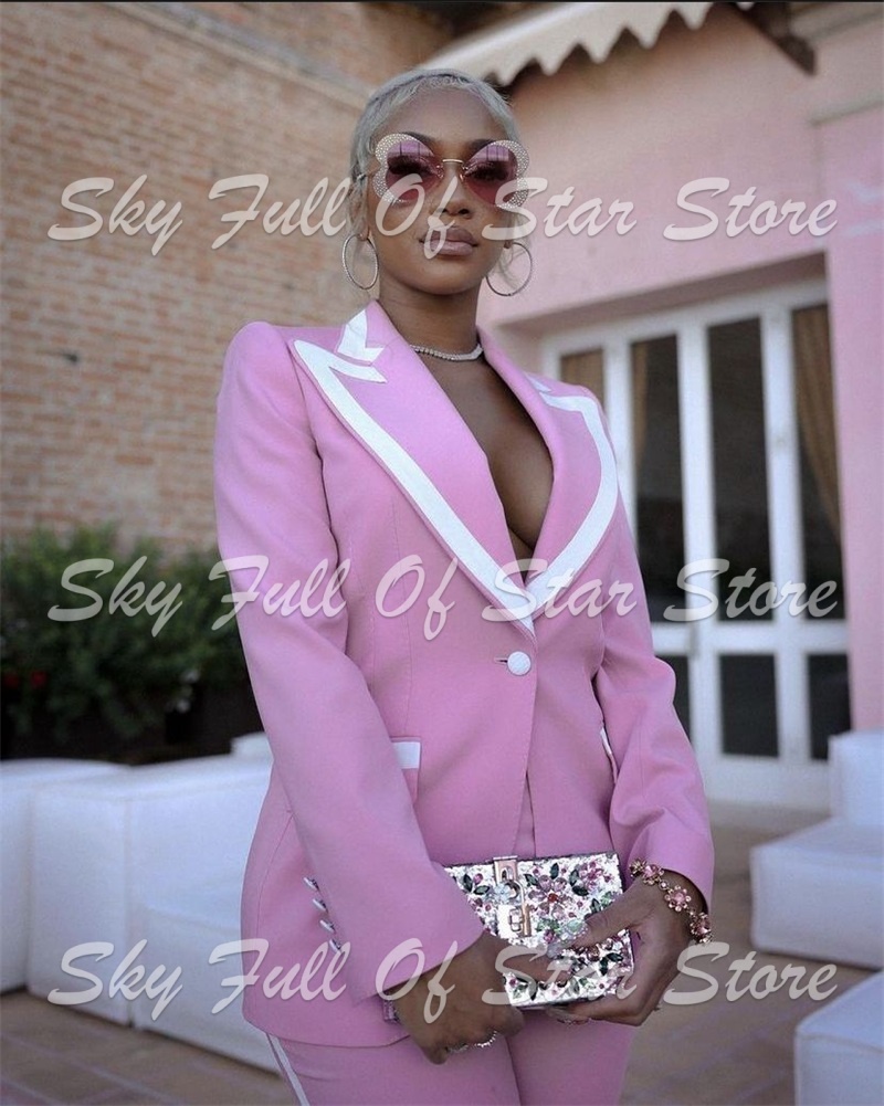 Elegant Pink White Contrast Pi - Women Formal Party Wear Dress 评论和价格