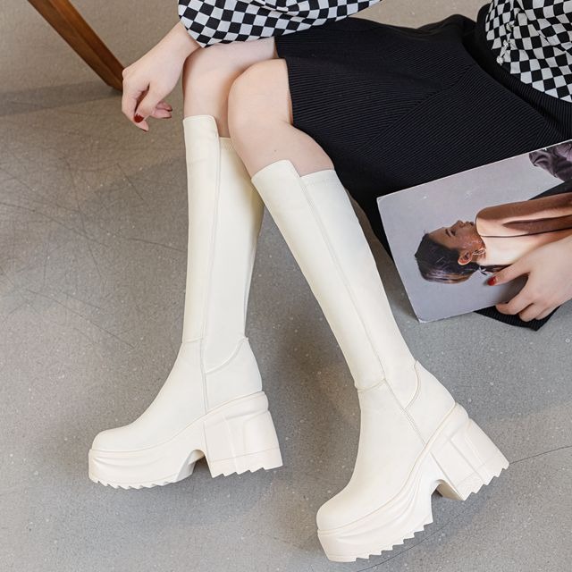 Womens Knee High Thick Sole Wi - Woman Formal Wear 评论和价格