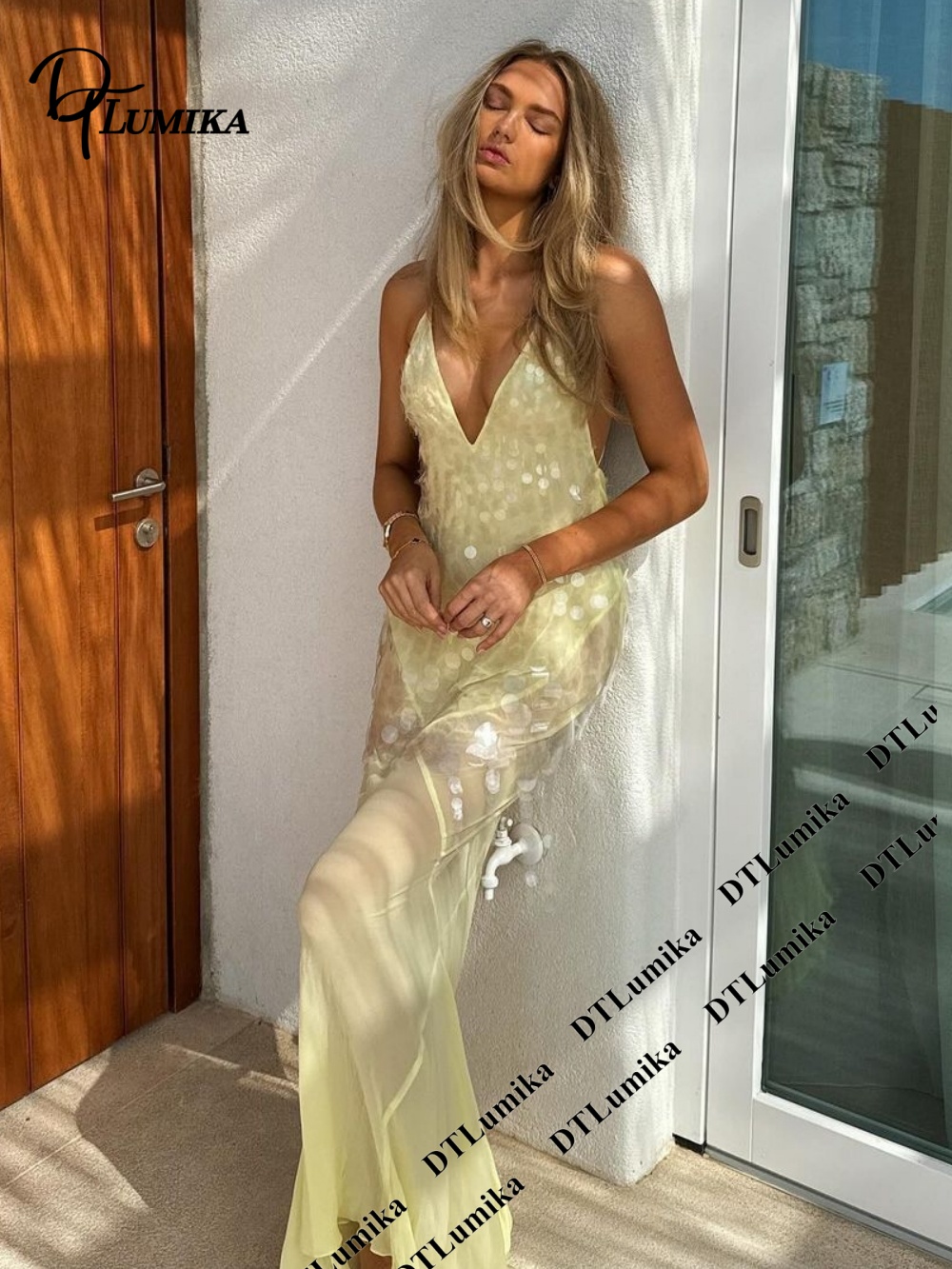 DTLumika Pale Yellow Sequin Sl - Women Formal Wear Dress 评论和价格