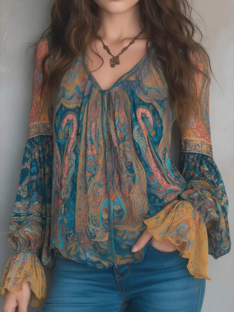 Ethnic Women Vintage Bohemian  - Women'S Formal Wear Blouse 评论和价格