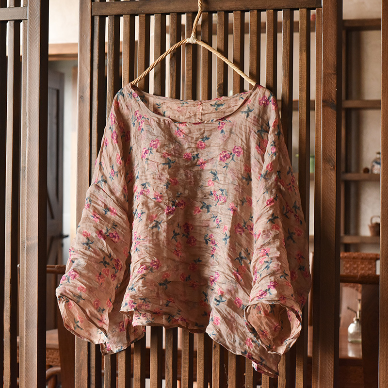 Women Oversize Vintage Ramie O - Women'S Formal Wear Blouse 评论和价格