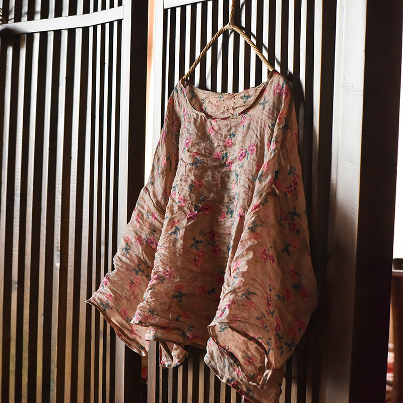 Women Oversize Vintage Ramie O - Women'S Formal Wear Blouse 评论和价格