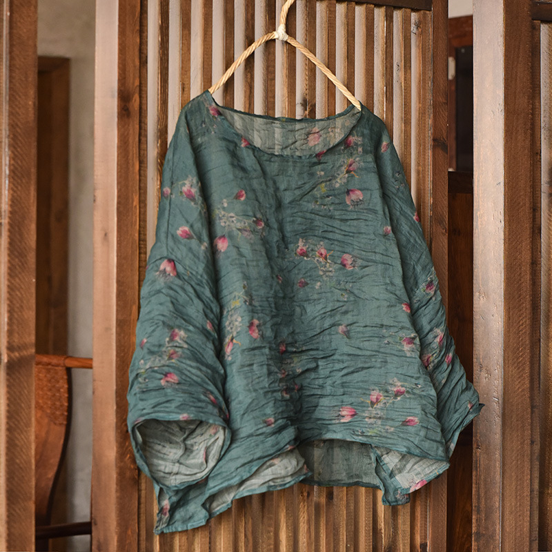 Women Oversize Vintage Ramie O - Women'S Formal Wear Blouse 评论和价格