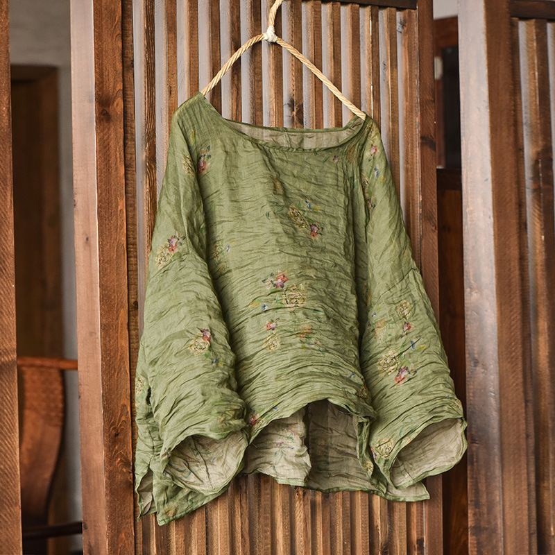 Women Oversize Vintage Ramie O - Women'S Formal Wear Blouse 评论和价格