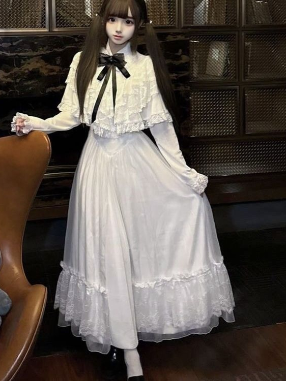 Japanese Short Sleeve Bow Lace - Woman Formal Wear 评论和价格