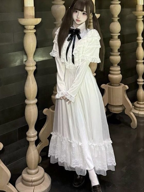 Japanese Short Sleeve Bow Lace - Woman Formal Wear 评论和价格