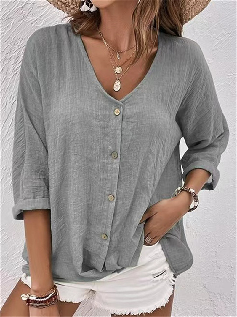 Elegant Buttons Solid Blouse S - Women'S Formal Wear Blouse 评论和价格
