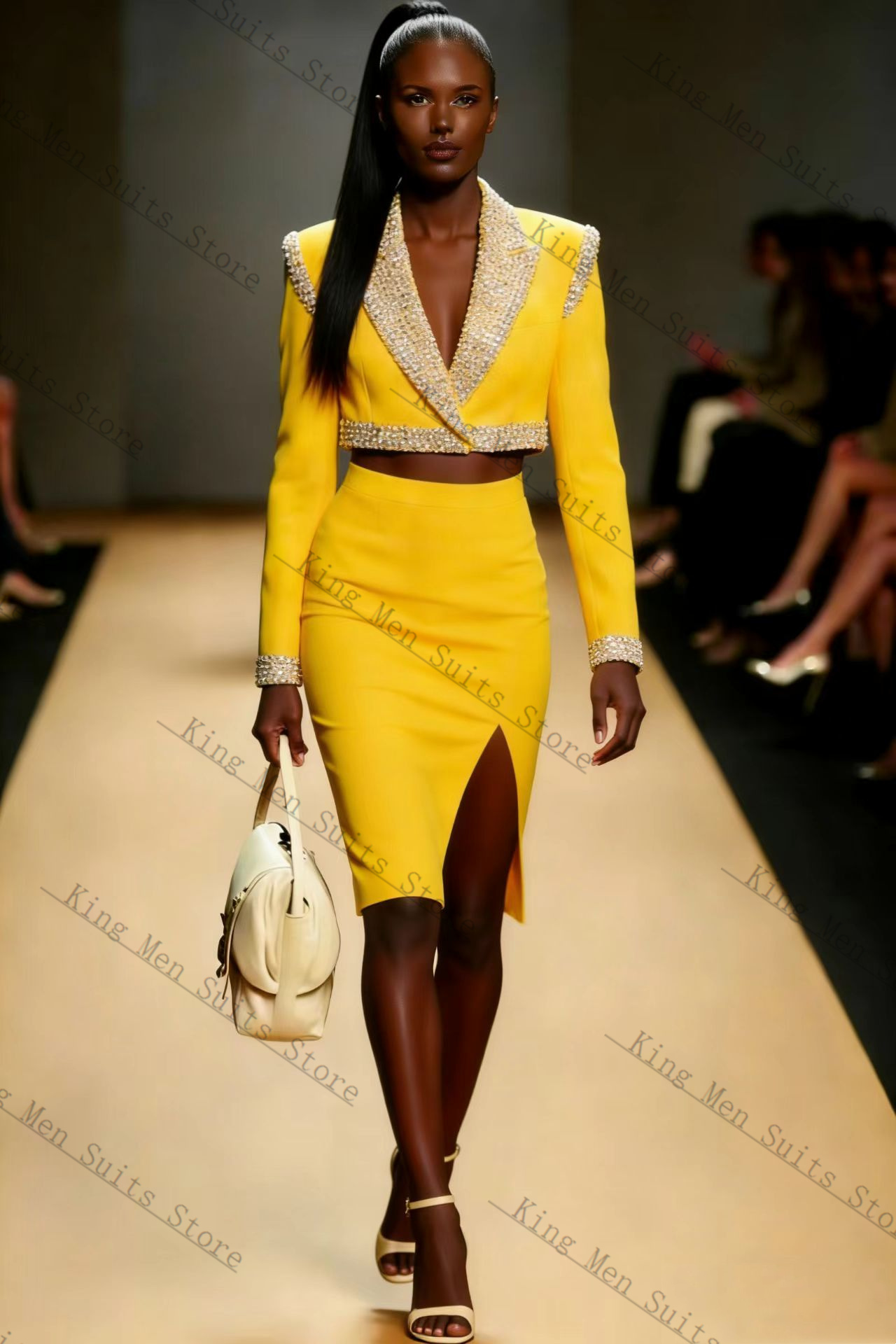 Yellow Crystals Women Suit Ski - Women Formal Party Wear Dress 评论和价格