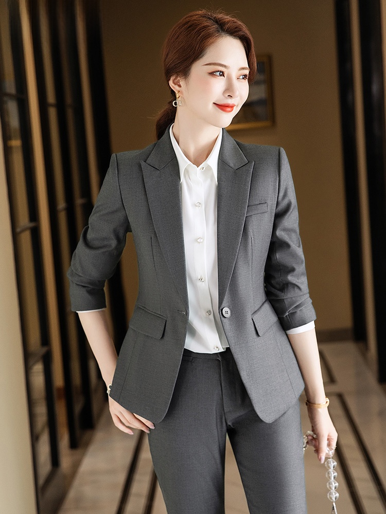 Gray Suit Set for Women Spring - High End Women'S Formal Wear 评论和价格