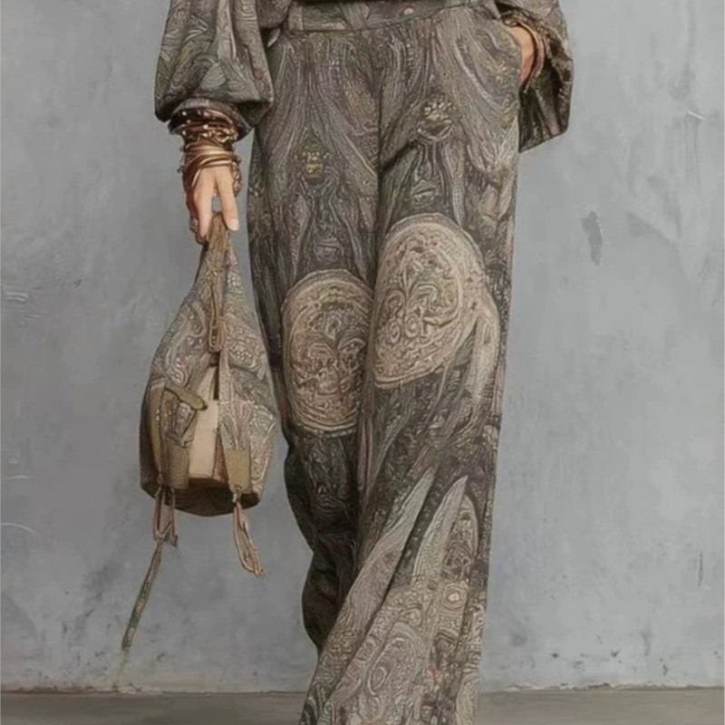 Boho Paisley Print Two-Piece S - Women'S Formal Wear Blouse 评论和价格