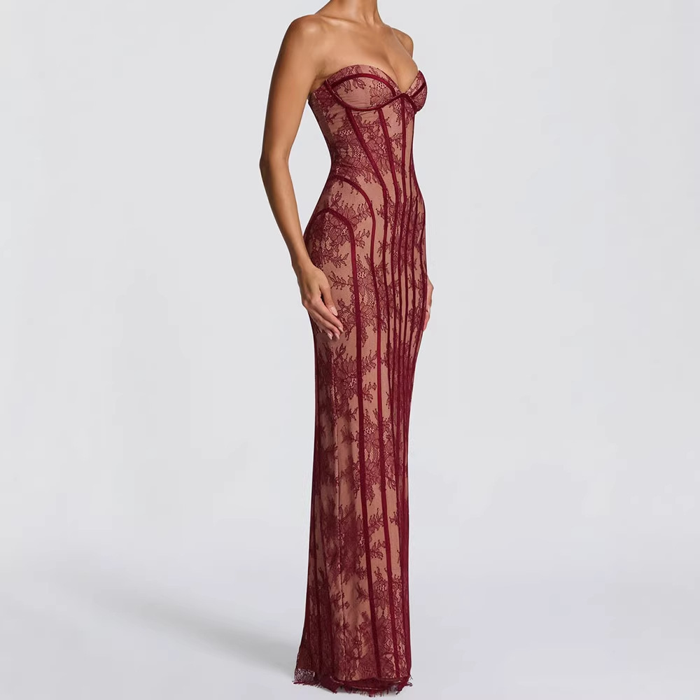 Strapless Bodycon Maxi Dress f - Woman Formal Wear 评论和价格
