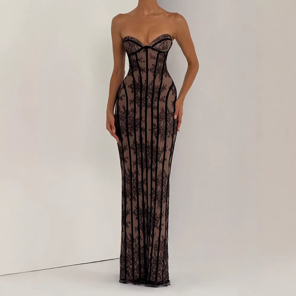 Strapless Bodycon Maxi Dress f - Woman Formal Wear 评论和价格