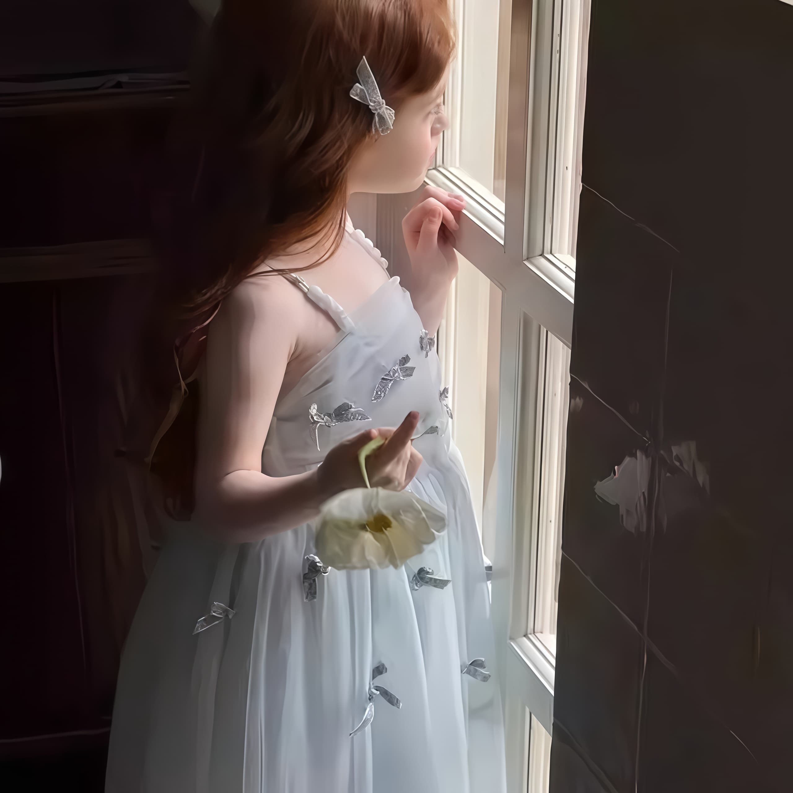 Girls' Blue Bow-Accent Dress G - Formal Attire Woman 评论和价格